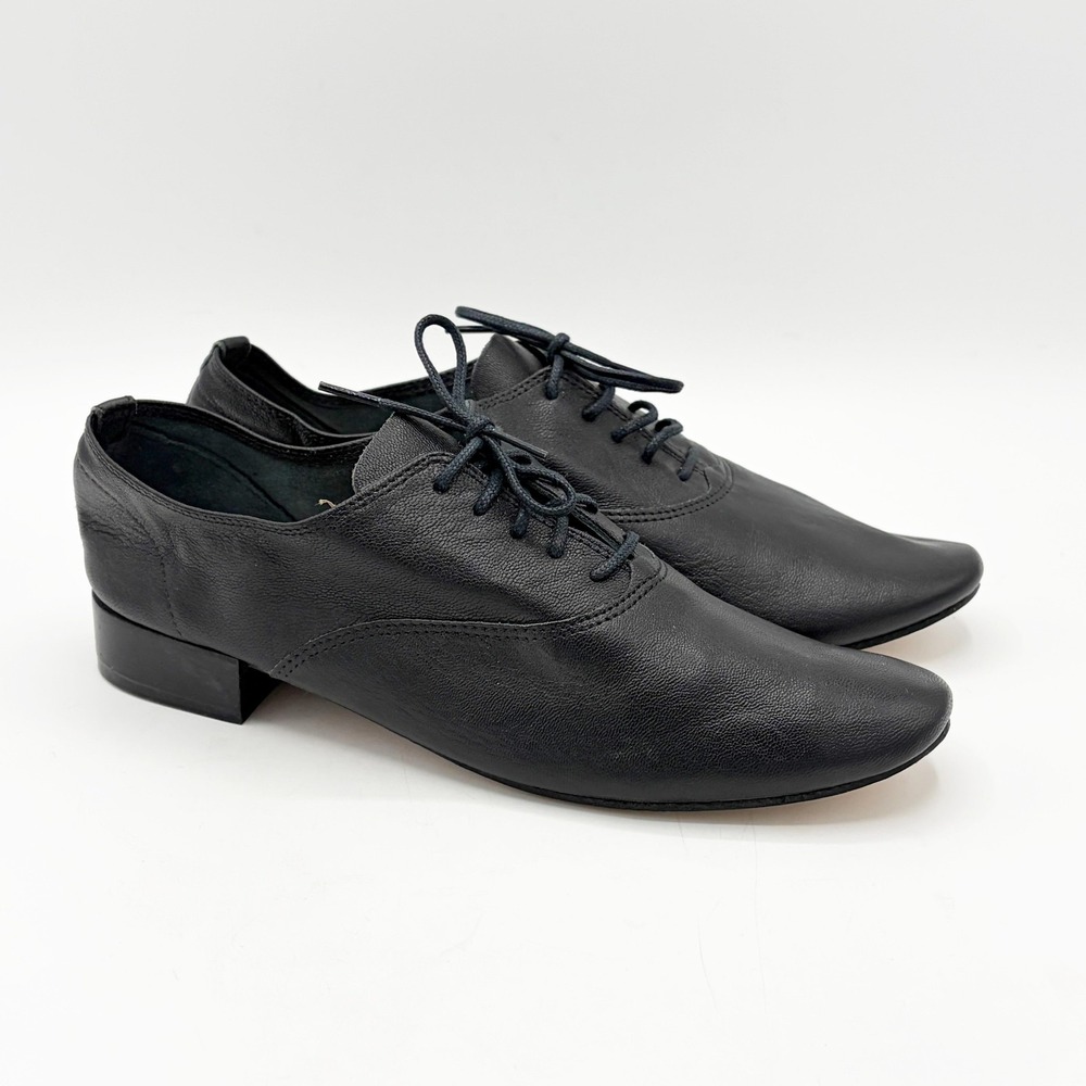 Repetto Shoes Women EU 37 Black Soft Leather Lace Up Oxford Flats Made France